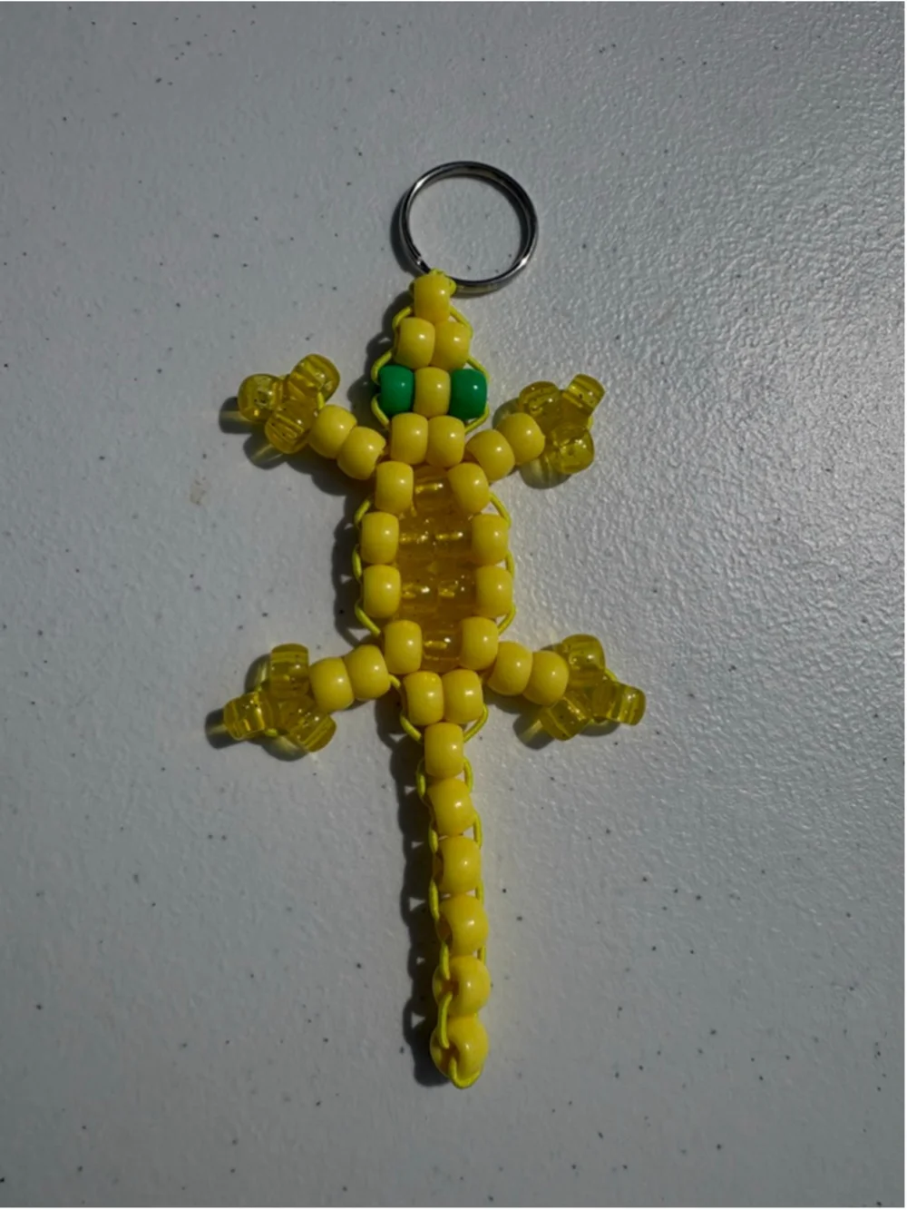 Lizard Pony Bead Keychain One Size Yellow Green